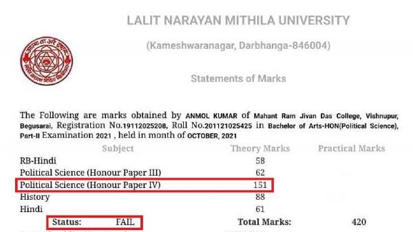 100 नंबर की परीक्षा में मिला 151 अंक 