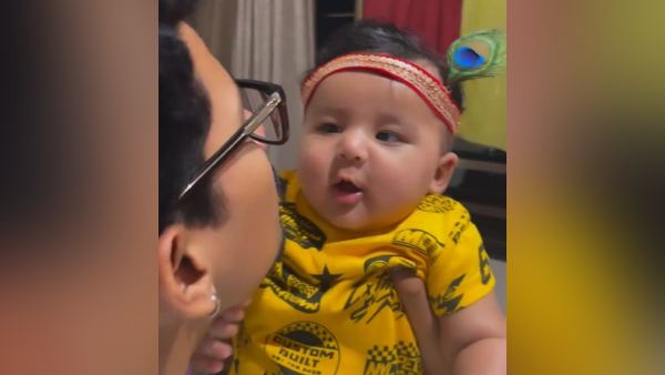 कान्हा के परिधान में नन्हा लक्ष्य