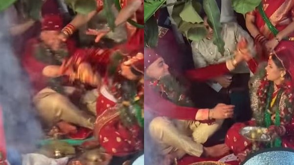 Video: Intense Flight between Bride And Groom in wedding Mandap Video: Intense Flight between Bride And Groom in wedding Mandap