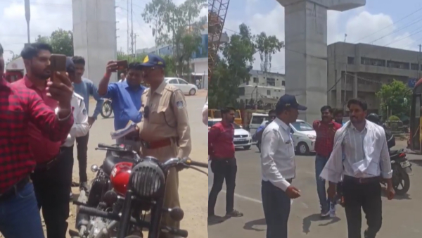 निर्माण कार्य होने के बावजूद पुलिस ने लगाया चेकप्वाइंट