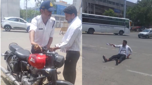ट्रैफिक पुलिस पर मोटरसाइकिल से से जबरन चाबी निकालने का भी आरोप
