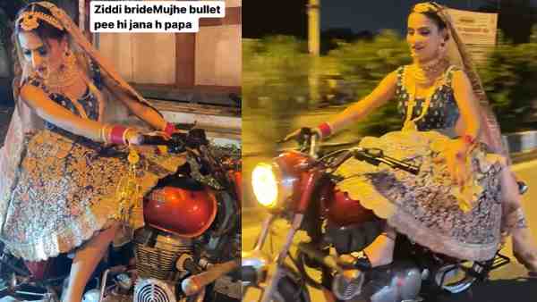 बुलेट पर दुल्हन को जाते देखकर चकरा गया लोगों का माथा