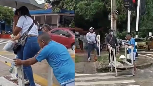 पीछे से धक्का मारकर करा रहा सड़क पार