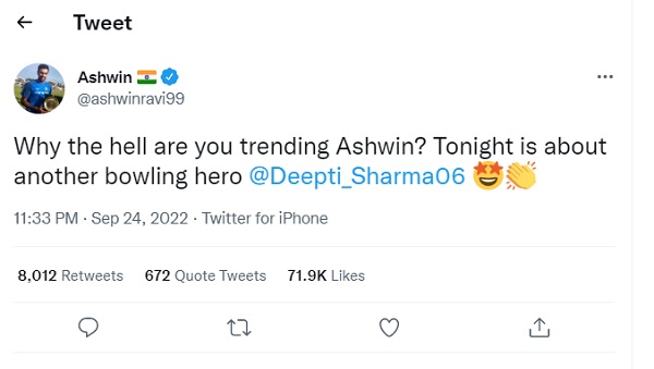 आज की रात की बॉलिंग हीरो तो दीप्ति शर्मा हैं