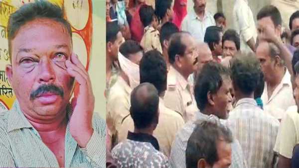 ग्रामीणों ने मिलकर आरक्षक को पीटा