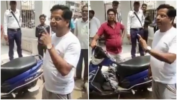 भाजपा नेता का ट्रैफिक थाने में हंगामा, धमकाया