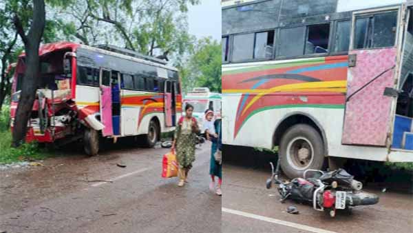 अनियंत्रित बस पेड़ से टकराई और हो गया हादसा