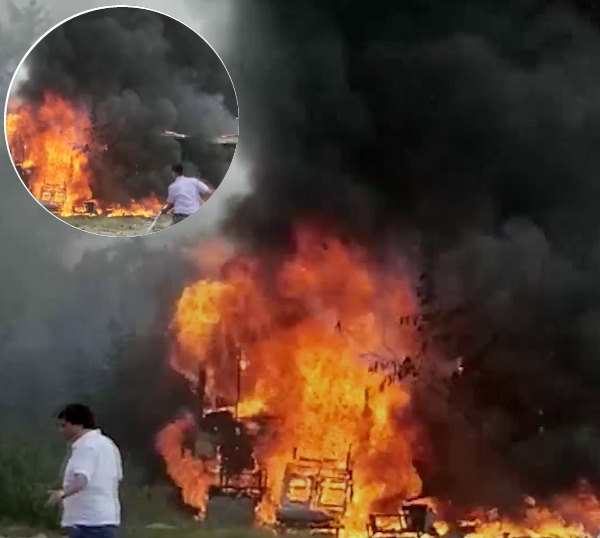 Haryana Gurugram: Fire breaks out in buses workshop, slums destroyed