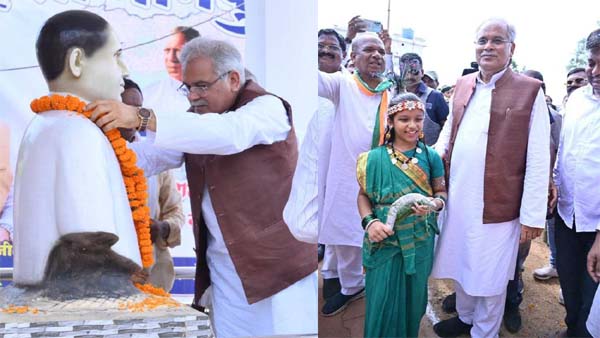 स्व. लाल श्याम शाह की प्रतिमा का किया अनावरण