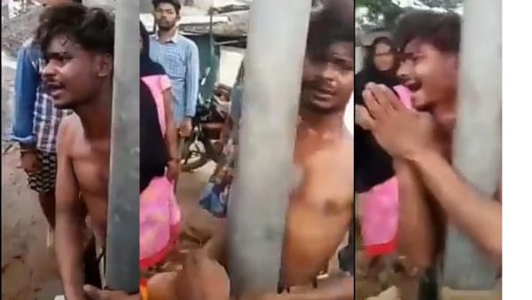 खंभे से बांधकर की गई पिटाई