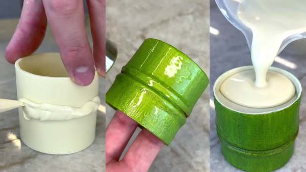 चॉकलेट से बांस जैसी आकृति तैयार की। 