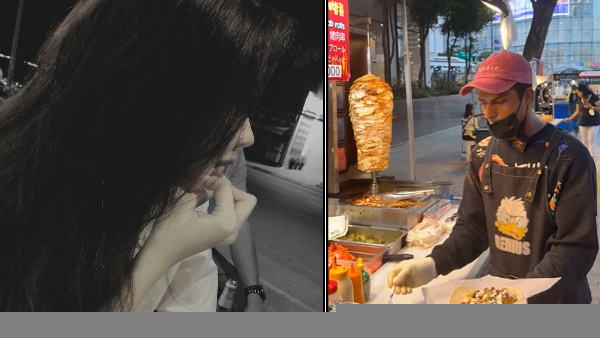 कोरिया की मेन मार्केट में फूड स्टॉल लगाते हैं सूरज