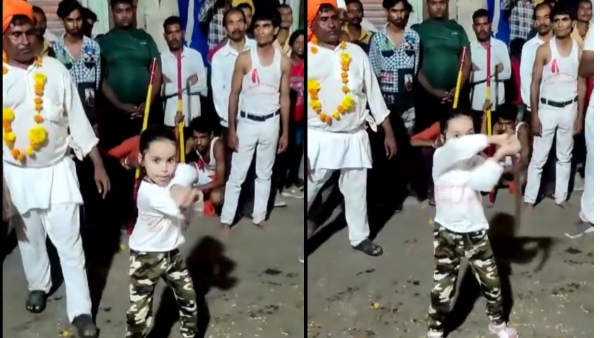 कक्षा पहली की छात्रा का तलवार चलाते हुए वीडियो हुआ वायरल