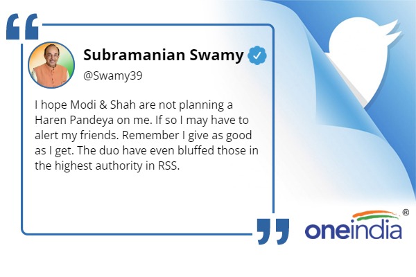 Subramanian Swamys shocking claims I Hope Modi and Shah Are Not Planning A Haren Pandeya On Me