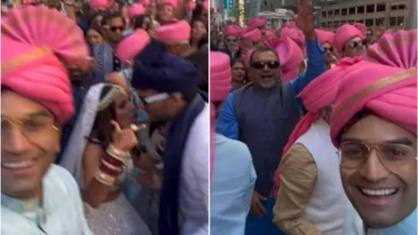 इंडियन गानों पर जमकर झूमे बाराती