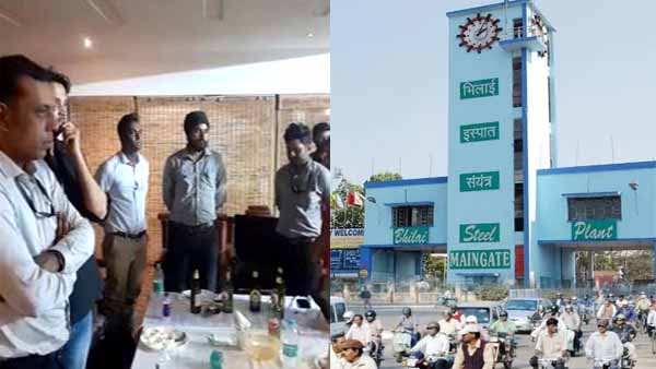 भिलाई क्लब में BSP अधिकारी मिले जाम छलकाते