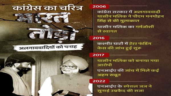 पूर्व प्रधानमंत्री मनमोहन सिंह की यासीन मलिक के साथ तस्वीर साझा की