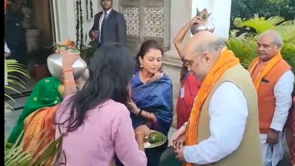 शाही अंदाज में हुआ अमित शाह का स्वागत