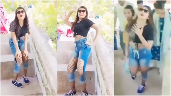 मंदिर की सीढ़ियों पर अश्लील डांस कर विवादों में फंसी फंसी नेहा मिश्रा