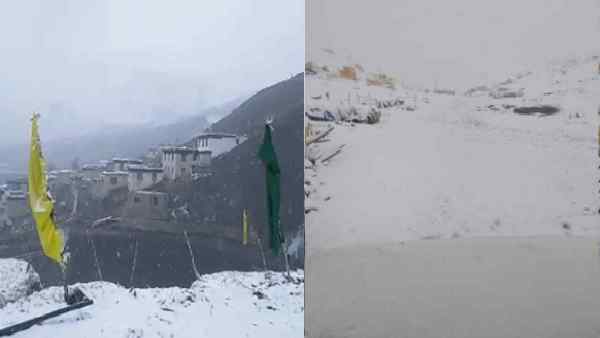 हिमाचल के लाहौल-स्पीति में बर्फ की चादरें बिछीं