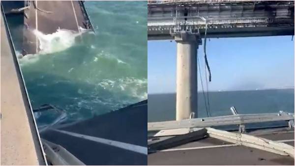 रूस और क्रीमिया को जोड़ने वाला पुल तबाह रूस और क्रीमिया को जोड़ने वाला पुल तबाह