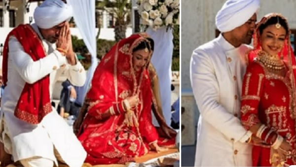 लाल रंग का शरारा सूट में नजर आईं रुबीना