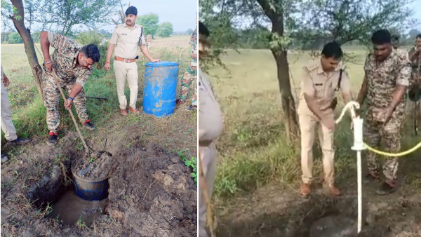 पुलिस के ऑपरेशन प्रहार में मिला शराब उगलने वाला हैंडपंप