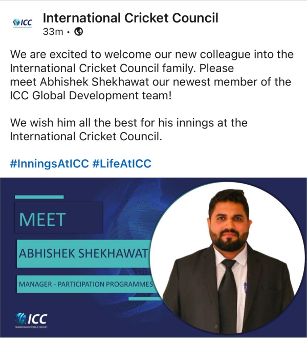 ICC ने आधिकारिक लिंक्डइन हैंडल पर लिखा