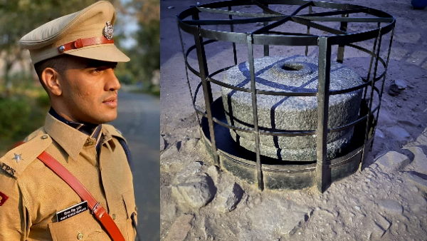 झंड हनुमान मंदिर के पास रखी भीम चक्‍की
