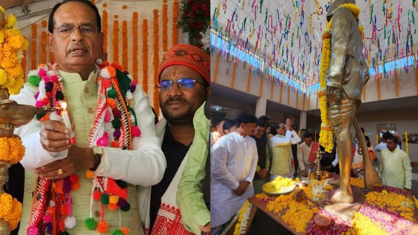 टंट्या मामा के पैतृक गांव बड़ौदा पहुंचे शिवराज