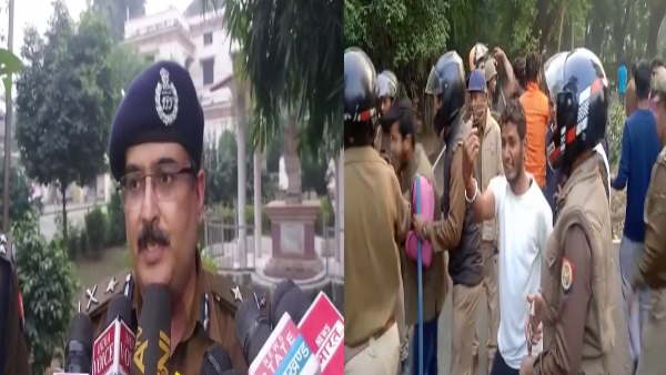 up prayagraj allahabad university student protest fight security gaurds and protesters bikes burned 