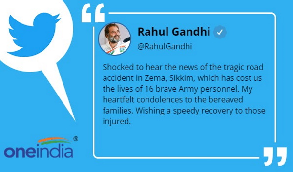 Sikkim Army Truck accident Condolences reactions rajnath singh narendra modi