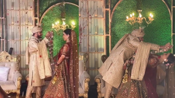 कमर को 90 डिग्री एंगल तक झुका ली दुल्हन