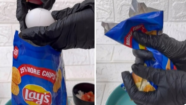 पैकेट के अंदर ऑमलेट तैयार