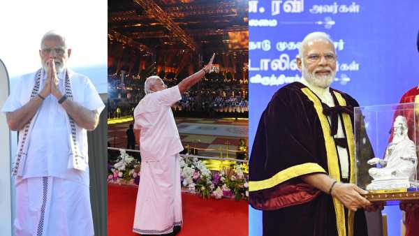 तमिल संस्कृति में रंगे पीएम मोदी का आगमन