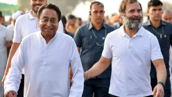 यात्रा में प्रदेश कांग्रेस अध्यक्ष कमलनाथ और राहुल दिखे साथ