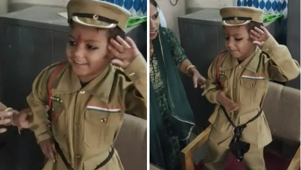 बच्चे ने पुलिसवालों को किया सैल्यूट