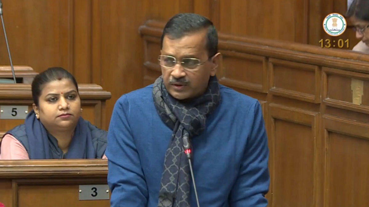 Delhi CM Arvind Kejriwal addressing Delhi Assembly Delhi CM Arvind Kejriwal addressing Delhi Assembly