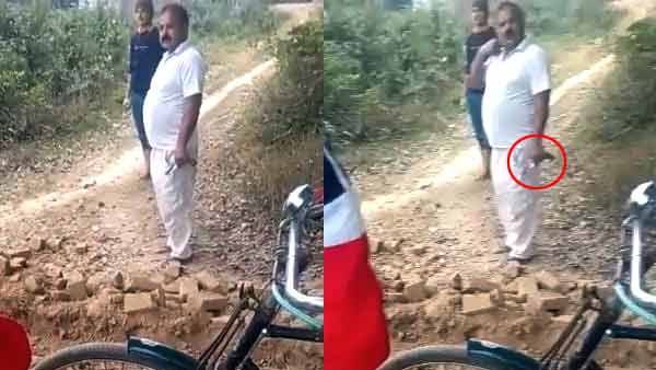 नाली व खड़ंजा को काट दिया था व्यक्ति