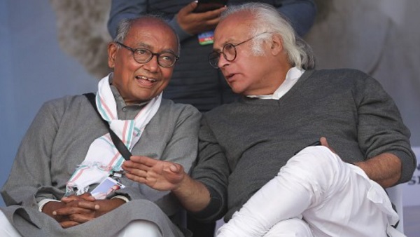 दिग्विजय सिंह को धक्का देकर खुद बोलने लगे जयराम रमेश