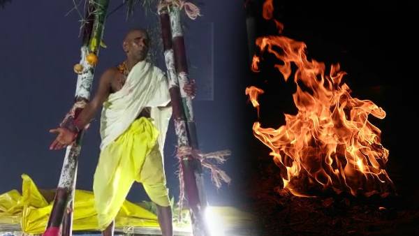 खुले पैर से आग पर चलते हैं भक्त !