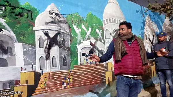 Bajrang Dal black painted the wall painting made for G20 summit in agra 