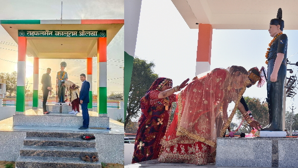  दूल्‍हा दुल्‍हन सबसे पहले शहीद स्‍मारक पहुंचे