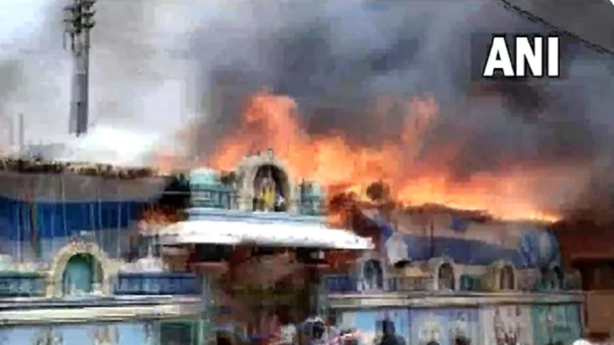 Fire breaks out at a temple Fire breaks out at a temple