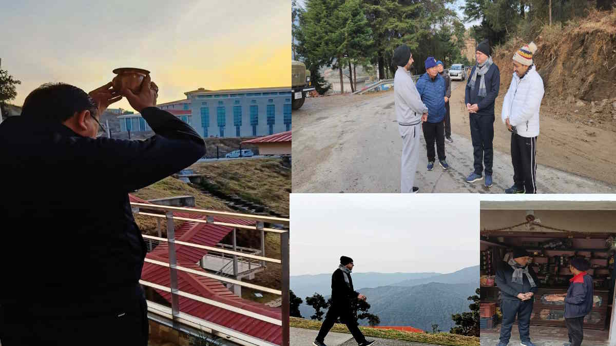 cm pushkar singh dhami gairsain budget satra 2023 Suryanamaskar morning interacted public walk cm pushkar singh dhami gairsain budget satra 2023 Suryanamaskar morning interacted public walk