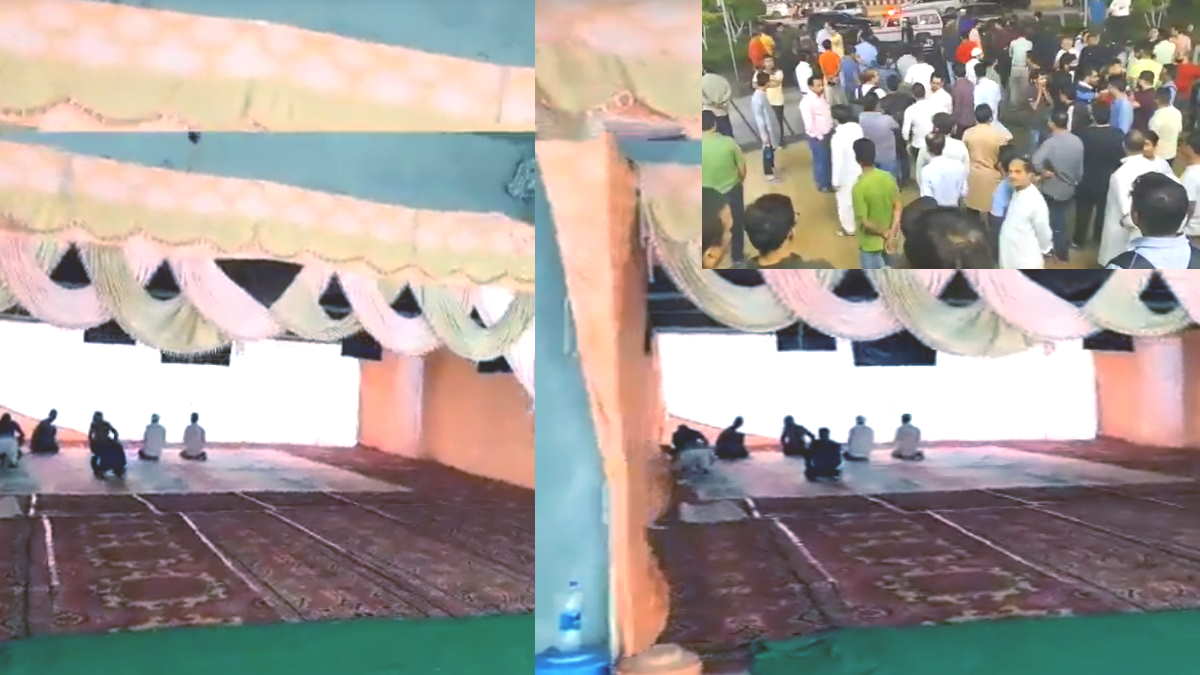 Greater Noida Namaz was being offered in an organized manner in the basement of the society Greater Noida Namaz was being offered in an organized manner in the basement of the society