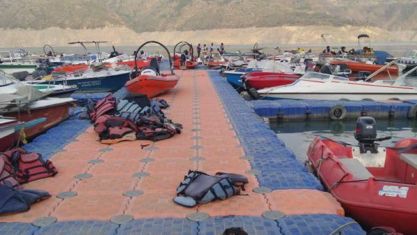 Tehri lake jheel Fun adventure water sports tourism boating floating
