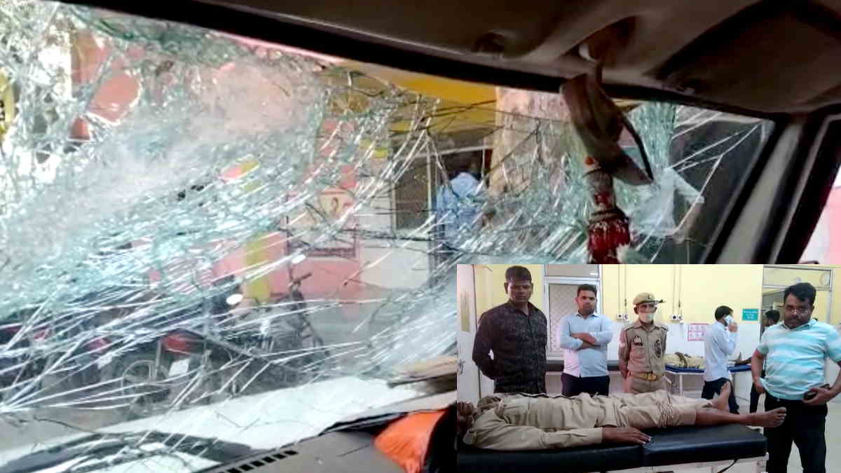 Mathura attack on mining officers team by mafias car damaged and 2 home guards seriously injured Mathura attack on mining officers team by mafias car damaged and 2 home guards seriously injured