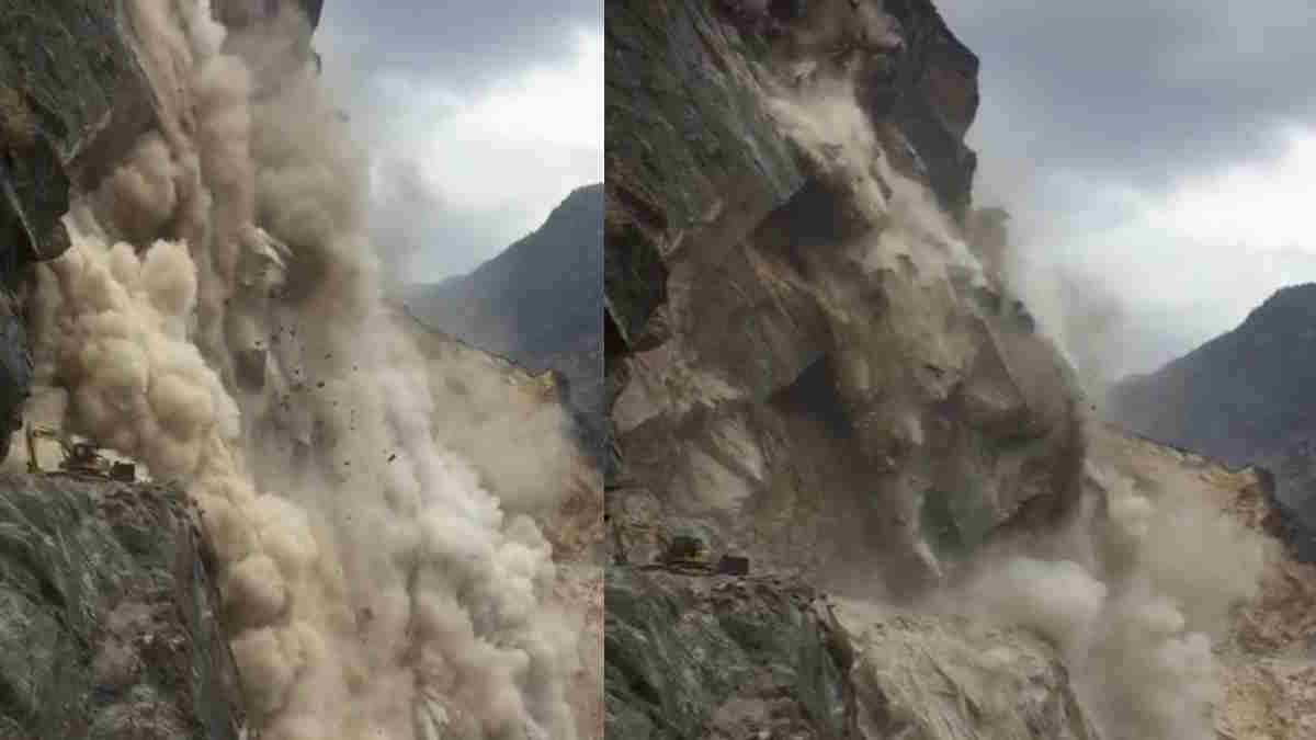 Video Dharchula-Tawaghat-Lipulekh National Highway mountain cracked and slide, huge debris boulders falling from the hill created panic Video Dharchula-Tawaghat-Lipulekh National Highway mountain cracked and slide, huge debris boulders falling from the hill created panic