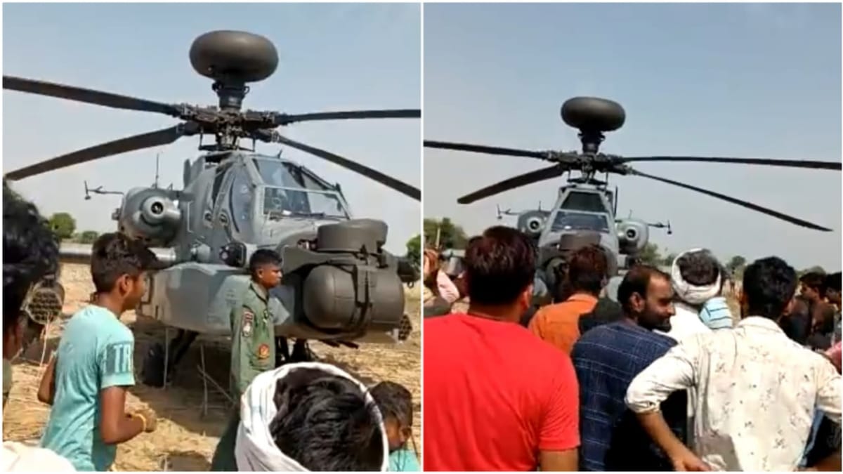 Emergency landing of Apache helicopter in Bhind Emergency landing of Apache helicopter in Bhind